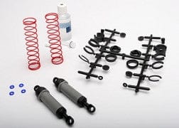 TRA3762A Ultra Shocks (grey) (xx-long) (complete w/ spring pre-load spacers & springs) (rear) (2)