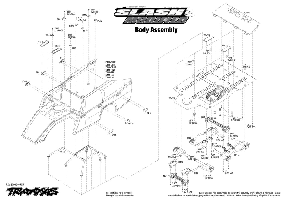 TRA104354-74BLUE Traxxas 1/10 MudBoss BL-2S with Clipless Body - Blue **Sold Separately you will need TRA2992 to run this