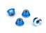 TRA1747R Nuts, aluminum, flanged, serrated (4mm) (blue-anodized) (4)