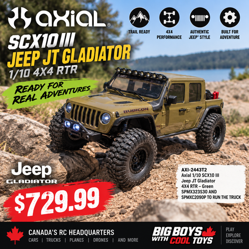 AXI-2443T2 Axial 1/10 SCX10 III Jeep JT Gladiator 4X4 RTR - Green # SPMX323S30 AND SPMXC2090P TO RUN THE TRUCK