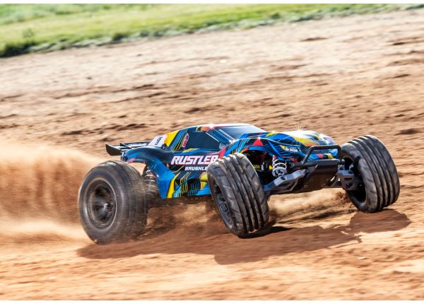 TRA37454-4YELLOW Traxxas 1/10 Rustler HD VX3 BL 2WD RTR - Yellow