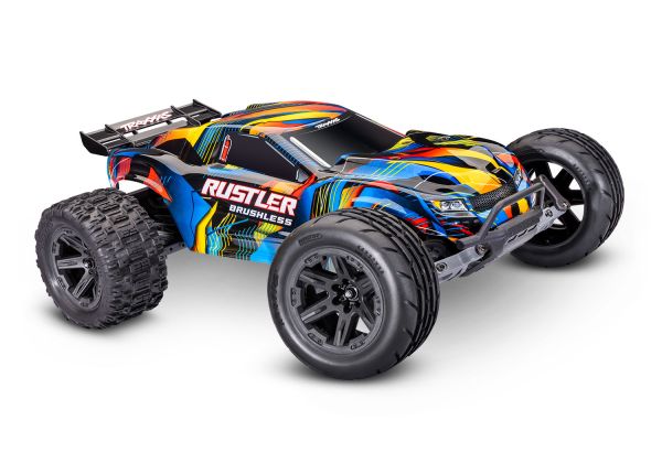 TRA37454-4YELLOW Traxxas 1/10 Rustler HD VX3 BL 2WD RTR - Yellow