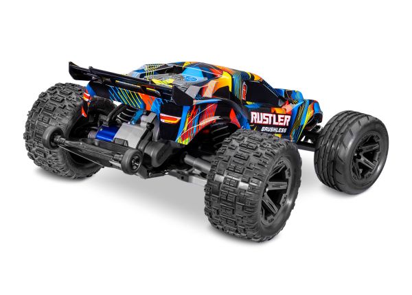 TRA37454-4YELLOW Traxxas 1/10 Rustler HD VX3 BL 2WD RTR - Yellow