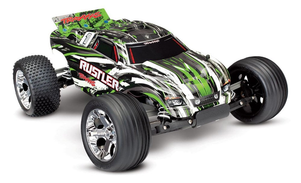 TRA37054-4 GREEN Rustler: 1/10 Scale Stadium Truck with TQ 2.4 GHz radio system YOU will need this part # TRA2992 to run this turck***FREE SHIPPING IN CANADA USE CODE: FREESHIPPINGJULY2022 AT CHECKOUT