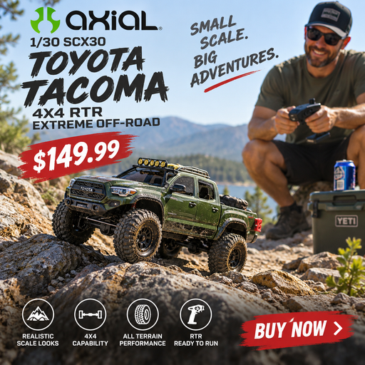 AXI-3289T1 Axial 1/30 SCX30 Toyota Tacoma 4X4 RTR - Extreme Off-Road
