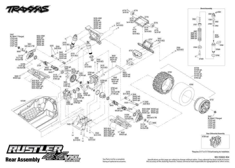 TRA67376-4BLUE Traxxas Rustler VXL Brushless 4X4 1/10 Stadium Truck - Blue **SOLD SEPARATELY AND REQUIRED ORDER PART # TRA2970-3S**