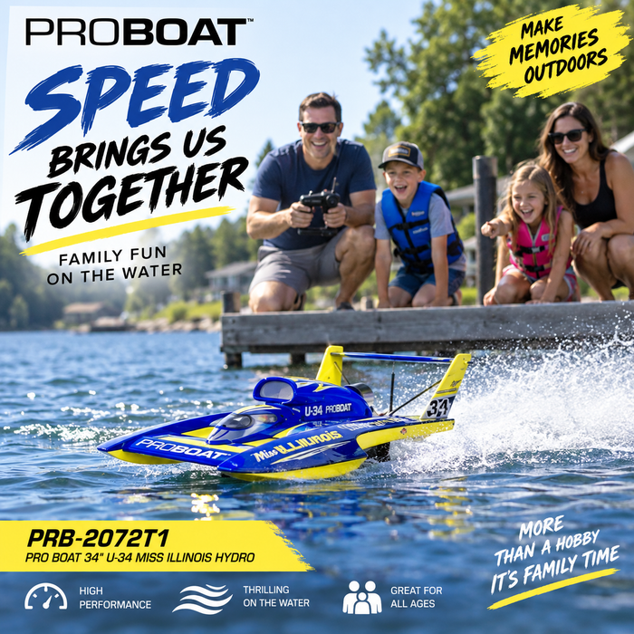 PRB-2072T1 Pro Boat 34" U-34, Miss Illinois, Hydro  ***YOU will need this part # SPMXC2010 and SPMX54S100H5 (x2)  to run this boat