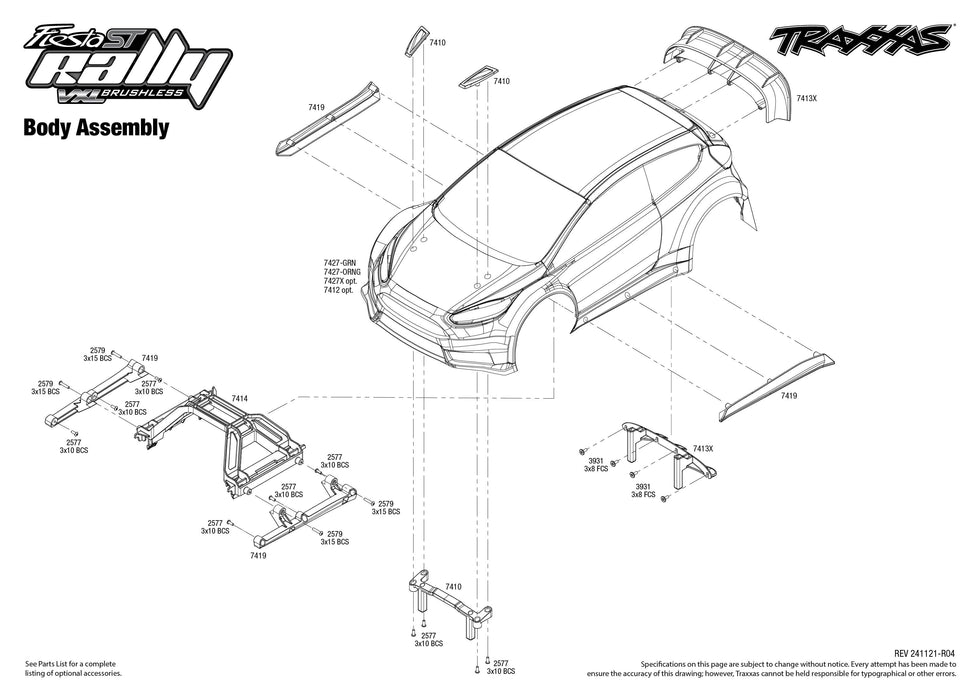 TRA74276-4ORANGE Traxxas Ford Fiesta Rally VXL 4X4 - Orange  Clipless Body **Sold Separately you will need TRA2970-3S to run this