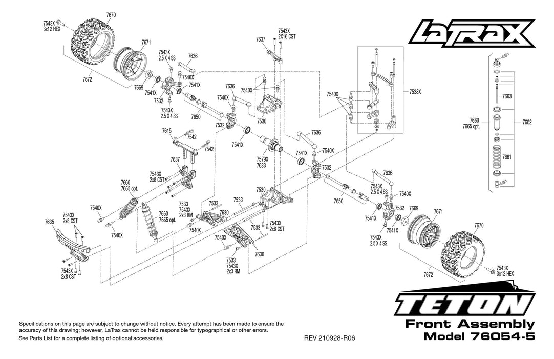 TRA76054-5 BLUEX LaTrax Teton 1/18 Scale 4WD Monster Truck**Sold Separately fast Charger # TRA2970 **And For extra battery # TRA2925X