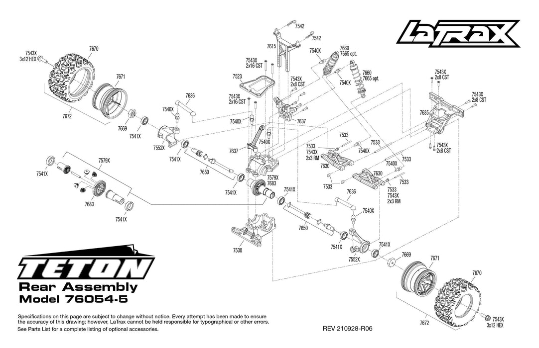 TRA76054-5 BLUEX LaTrax Teton 1/18 Scale 4WD Monster Truck**Sold Separately fast Charger # TRA2970 **And For extra battery # TRA2925X