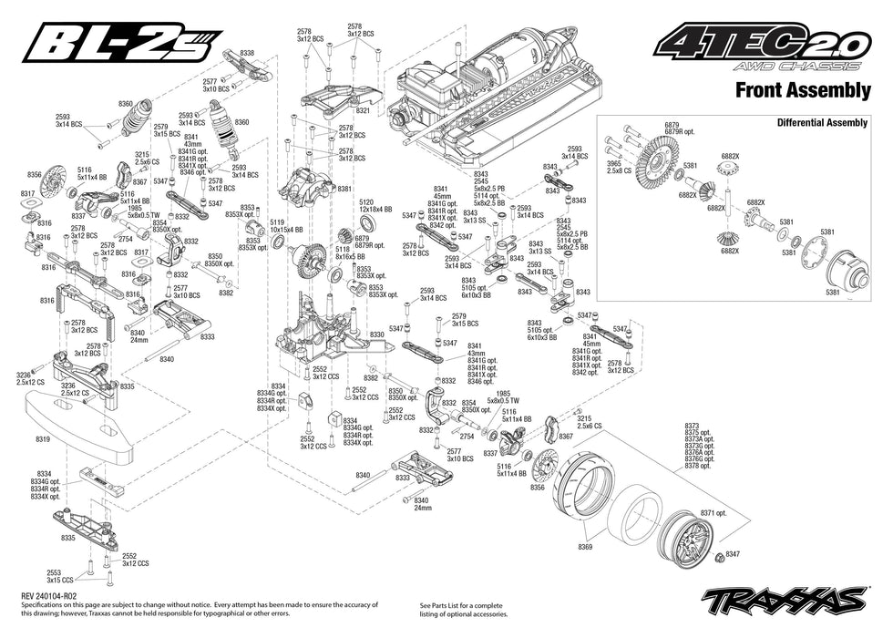 TRA83124-4 Traxxas 4-Tec BL-2S Brushless 1/10 Scale AWD Chassis-only **Sold Separately you will need TRA2992 to run this