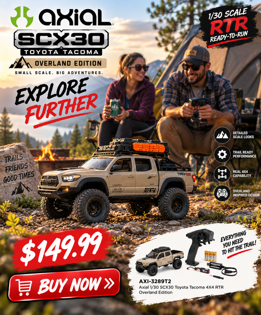 AXI-3289T2 Axial 1/30 SCX30 Toyota Tacoma 4X4 RTR - Overland Edition
