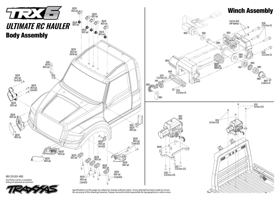 TRA88086-84   2023 BLACK Traxxas TRX-6 Ultimate RC Hauler 6X6 w/ LEDs & Winch - Black **Sold Separately YOU will need this part #TRA2970-3S to run this truck