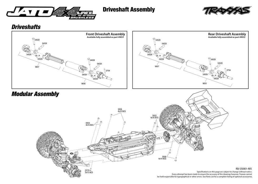 TRA90386-4ORANGE Traxxas Jato 4x4 VXL 1/8 Scale w/ Clipless Body - Orange ** Needed to Complete # tra2996X