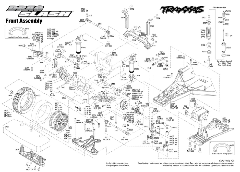 TRA94346-74RED Traxxas Ford Mustang 5.0 Drag Slash Extreme Heavy Duty - Red **Sold Separately you will need TRA2970-3S to run this