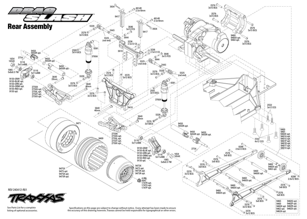 TRA94346-74RED Traxxas Ford Mustang 5.0 Drag Slash Extreme Heavy Duty - Red **Sold Separately you will need TRA2970-3S to run this