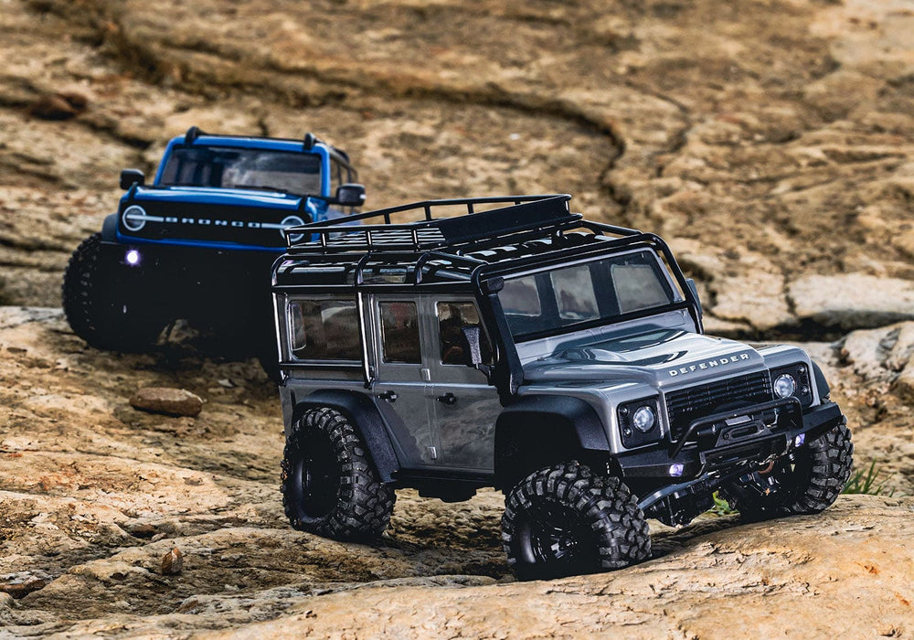 TRA97054-1 Traxxas TRX-4M Land Rover Defender 1/18 RTR Trail Truck, Silver (Sold Separately extra battery please ORDER #TRA2821)