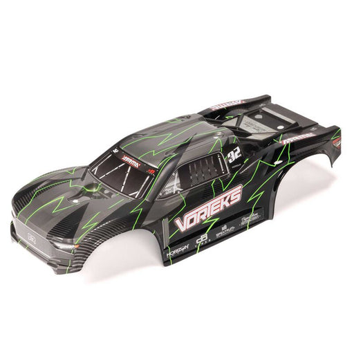 ARA-2581 1/10 Painted Decaled Trimmed Body Set with Hidden Body Mount, Green/Black: VORTEKS 2WD