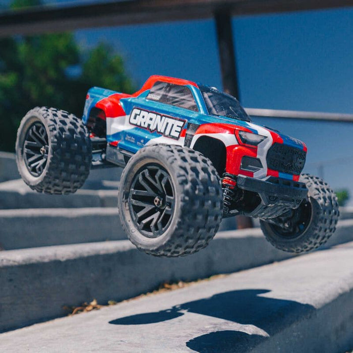 ARA2102T1 1/18 GRANITE GROM MEGA 380 Brushed 4X4 Monster Truck RTR with Battery & Charger, Blue (FOR EXTRA BATTERY PLEASE ORDER SPMX142S30H2)