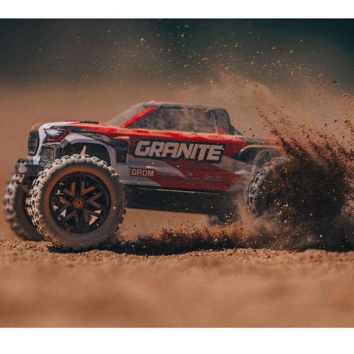 ARA2102T2 1/18 GRANITE GROM MEGA 380 Brushed 4X4 Monster Truck RTR with Battery & Charger, Red (FOR A EXTRA BATTERY PLEASE ORDER SPMX142S30H2)