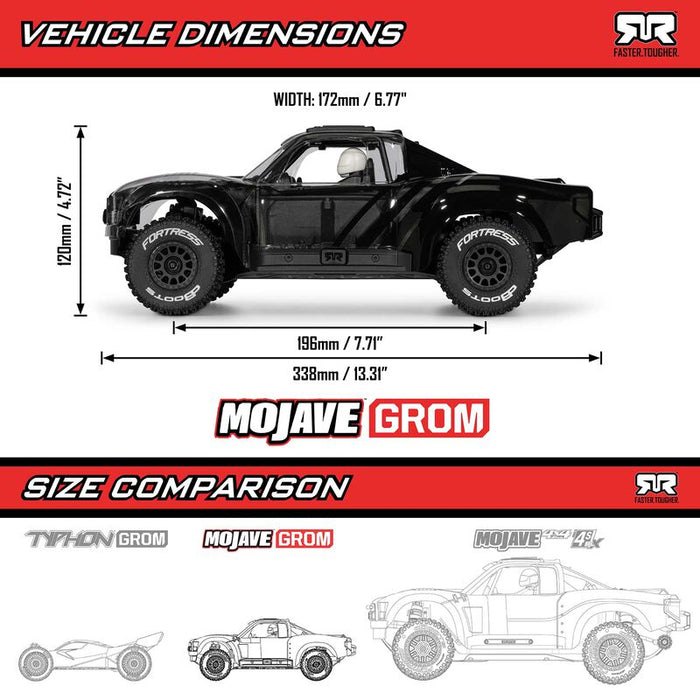 ARA2104KT1 Arrma 1/16 MOJAVE GROM 4X4 RTA Desert Truck (B&C) - Clear/Black (FOR A EXTRA BATTERY PLEASE ORDER SPMX142S30H2)
