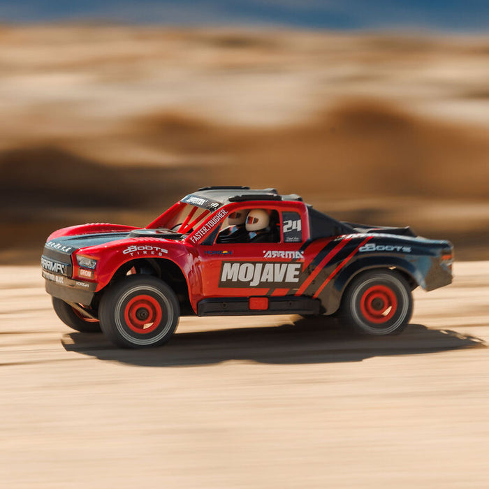 ARA2104T1 MOJAVE GROM MEGA 380 Brushed 4X4 Small Scale Desert Truck RTR with Battery & Charger, Red/Black(FOR A EXTRA BATTERY PLEASE ORDER SPMX142S30H2)
