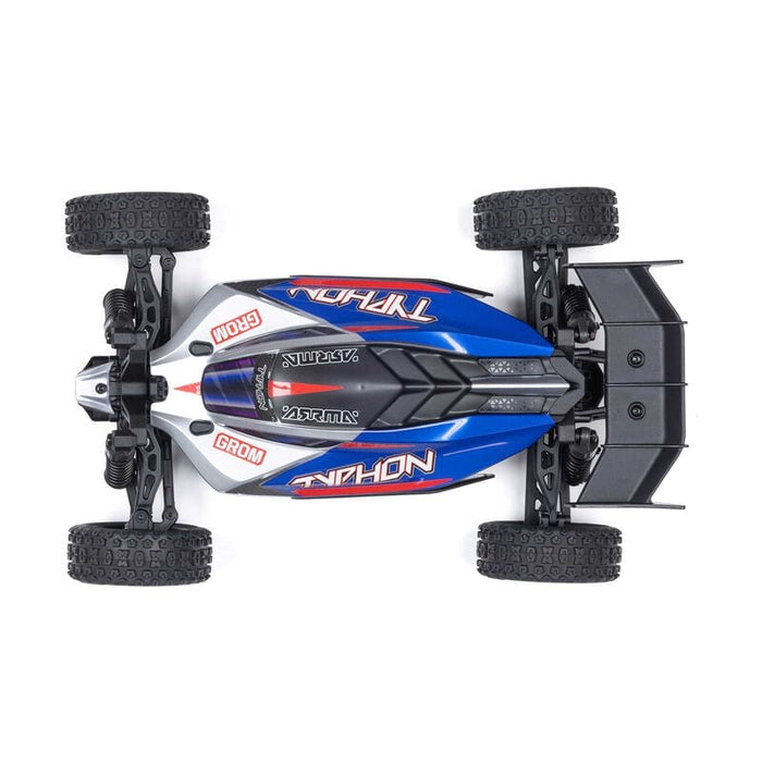 ARA2106T1 TYPHON GROM MEGA 380 Brushed 4X4 Small Scale Buggy RTR with Battery & Charger, Blue/Silver  (FOR EXTRA BATTERY ORDER SPMX142S30H2)