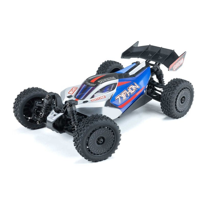 ARA2106T1 TYPHON GROM MEGA 380 Brushed 4X4 Small Scale Buggy RTR with Battery & Charger, Blue/Silver  (FOR EXTRA BATTERY ORDER SPMX142S30H2) (FOR A EXTRA BATTERY PLEASE ORDER SPMX142S30H2)
