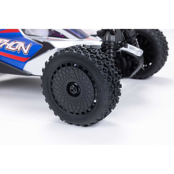 ARA2106T1 TYPHON GROM MEGA 380 Brushed 4X4 Small Scale Buggy RTR with Battery & Charger, Blue/Silver  (FOR EXTRA BATTERY ORDER SPMX142S30H2) (FOR A EXTRA BATTERY PLEASE ORDER SPMX142S30H2)