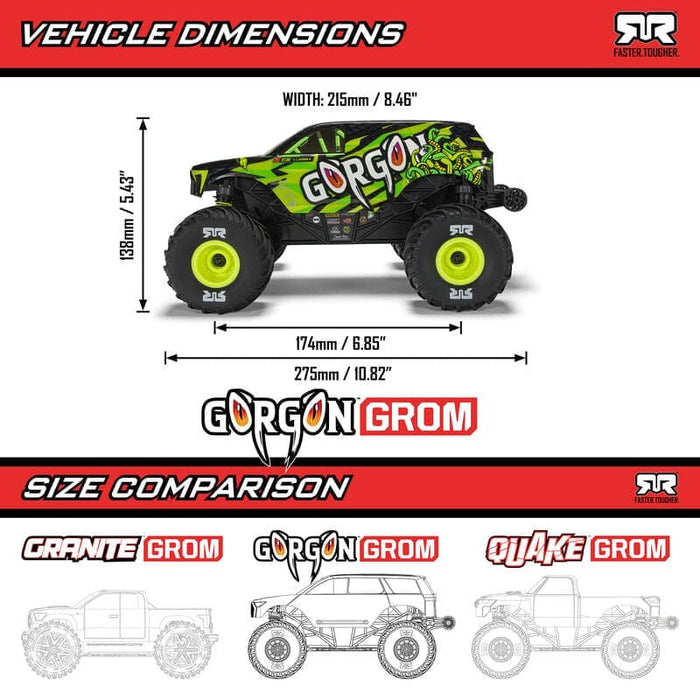 ARA2130T3 Arrma 1/16 GORGON GROM 4X4 RTR Brushed Monster Truck (Battery & Charger Included) Bronze (FOR A EXTRA BATTERY PLEASE ORDER SPMX142S30H2)