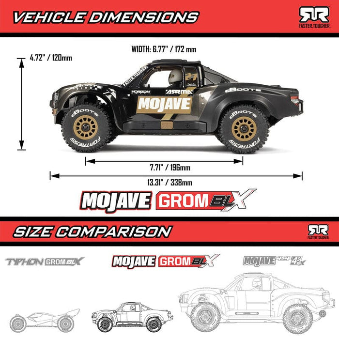 ARA2304T1 MOJAVE GROM 223S BLX Brushless 4X4 Small Scale Desert Truck RTR, Black  **YOU will need AND Sold separately SPMXPSS315 to run this truck **