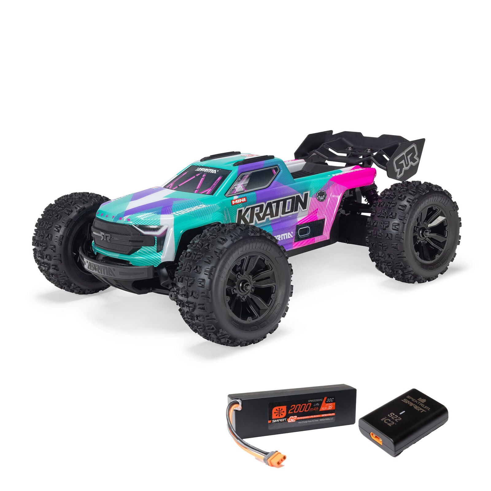 ARA2508ST2 Arrma 1/16 Mini KRATON 223S Brushless DSC 4x4 RTR - Teal/Pi
