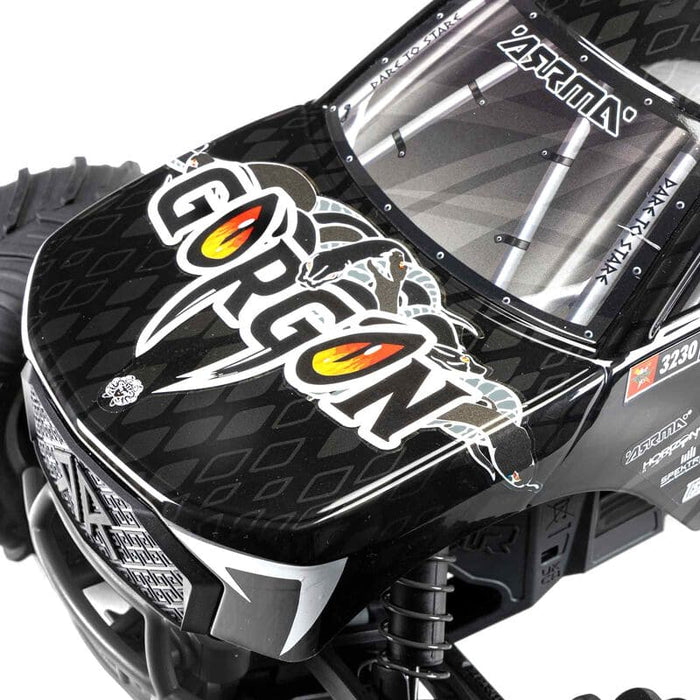 ARA3230SKT1 1/10 GORGON 4X2 MEGA 550 Brushed Monster Truck Ready-To-Assemble Kit with Battery & Charger (fast charger and long run battery SPMXBCB1)