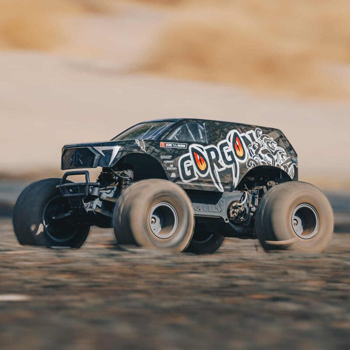 ARA3230SKT1 1/10 GORGON 4X2 MEGA 550 Brushed Monster Truck Ready-To-Assemble Kit with Battery & Charger (fast charger and long run battery SPMXBCB1)