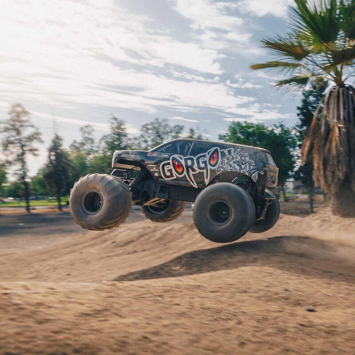 ARA3230SKT1 1/10 GORGON 4X2 MEGA 550 Brushed Monster Truck Ready-To-Assemble Kit with Battery & Charger (fast charger and long run battery SPMXBCB1)