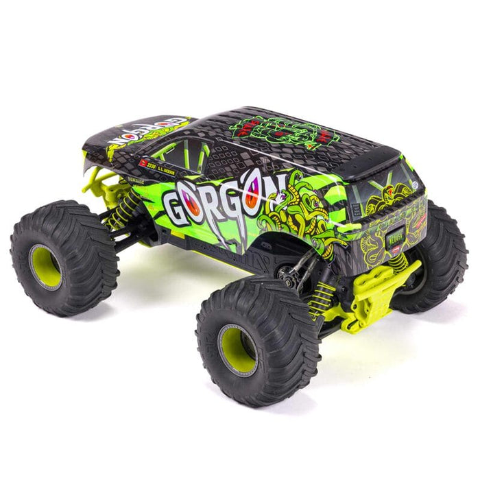 ARA3230ST1 1/10 GORGON 4X2 MEGA 550 Brushed Monster Truck RTR with Battery & Charger, Yellow  (fast charger and long run battery SPMXBCB1)