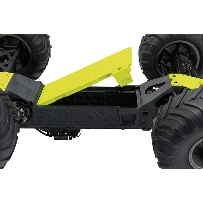 ARA3230ST1 1/10 GORGON 4X2 MEGA 550 Brushed Monster Truck RTR with Battery & Charger, Yellow  (fast charger and long run battery SPMXBCB1)