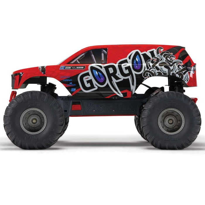 ARA3230ST2 1/10 GORGON 4X2 MEGA 550 Brushed Monster Truck RTR with Battery & Charger, Red (fast charger and long run battery SPMXBCB1)