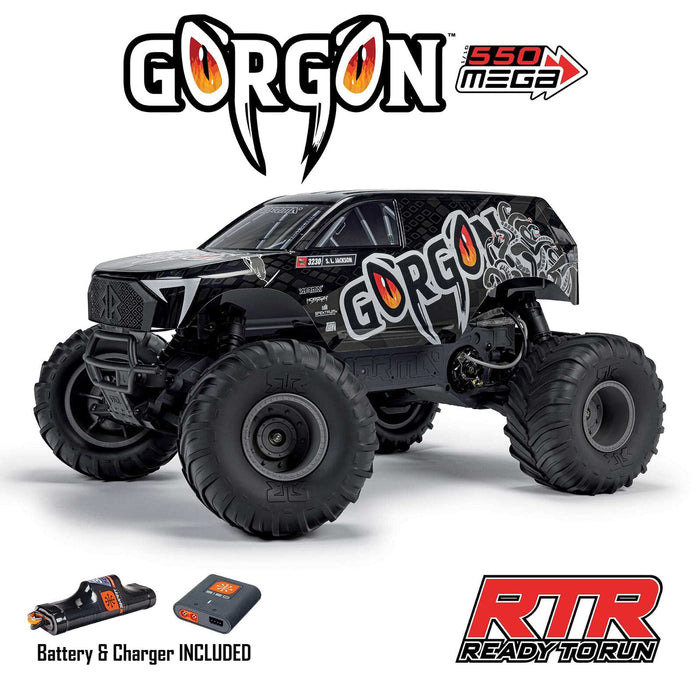 ARA3230ST3 1/10 GORGON 2WD RTR Brushed Monster Truck (Battery & Charger Included), Gun Metal