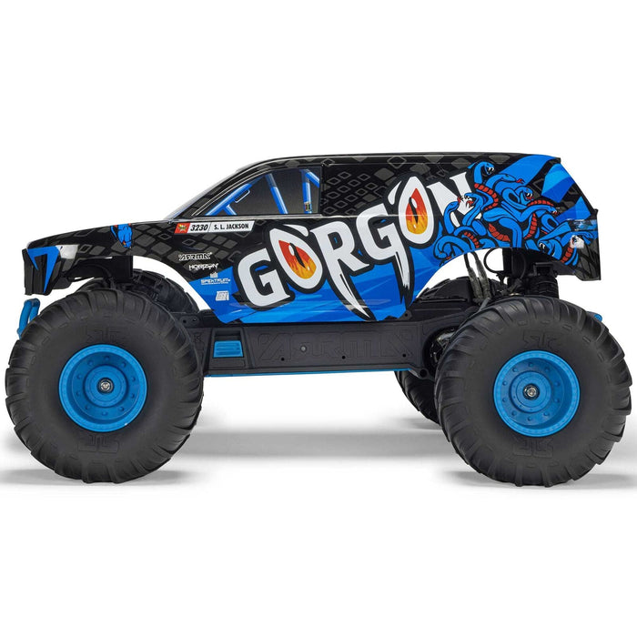 ARA3230ST5 1/10 GORGON 2WD RTR Brushed Monster Truck (Battery & Charger Included), Blue