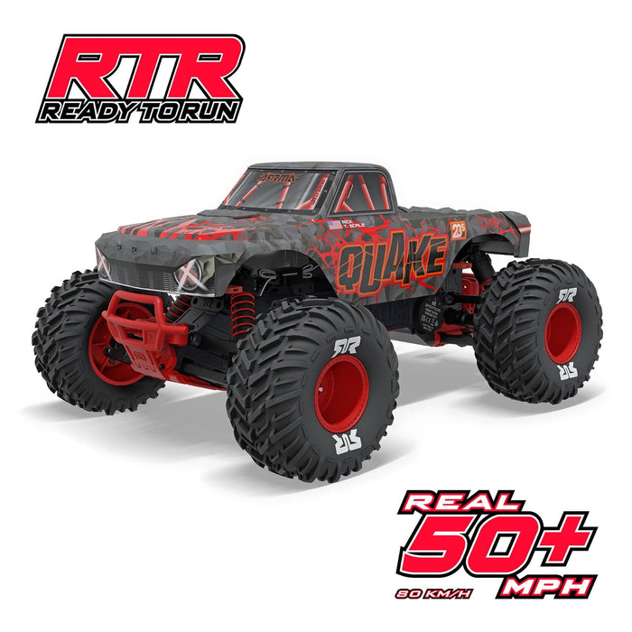 ARA3537T1 1/10 QUAKE 223S DSC 2WD RTR Brushless Monster Truck, Red