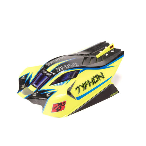 ARA406172 1/8 Clipless Painted Decaled Body, Yellow/Blue: TYPHON 4X4