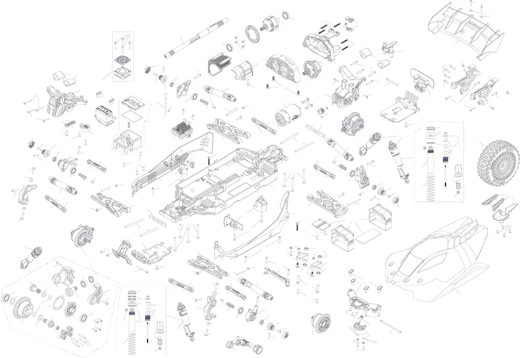 ARA4206V4T1 1/8 TYPHON MEGA 665 4X4 RTR Brushed Buggy, Blue  ** Needed to Complete # SPMX-1031