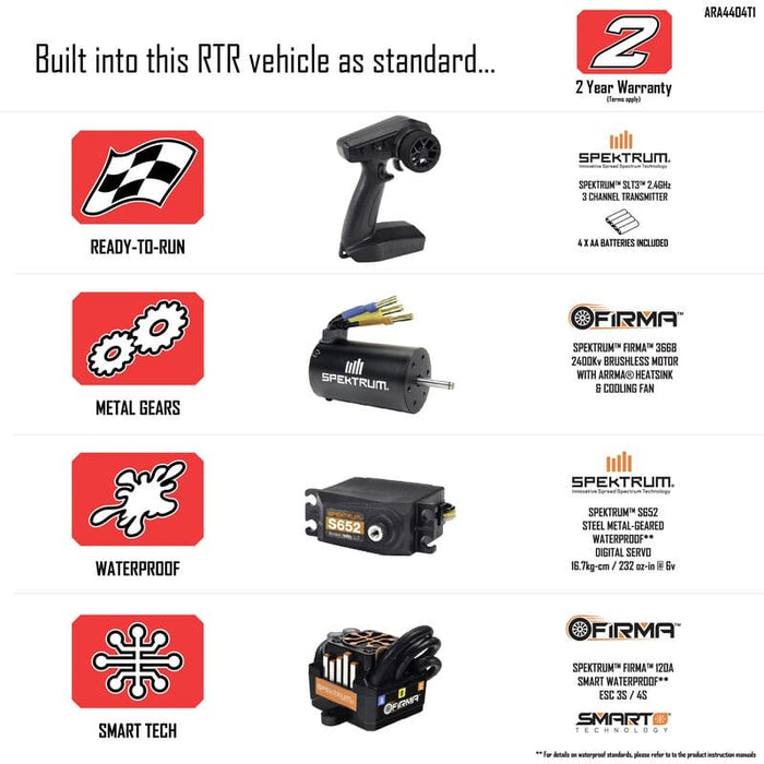 ARA4404T1 1/8 MOJAVE 4X4 4S BLX Desert Truck RTR, White *** YOU will need to order this #SPMX-1035 to run this truck ****