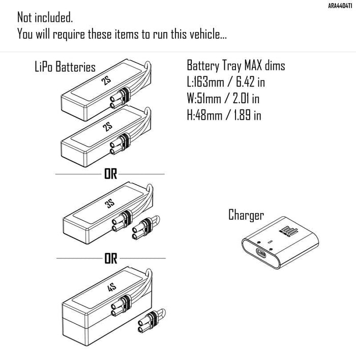 ARA4404T2 1/8 MOJAVE 4X4 4S BLX Desert Truck RTR, Blue *** YOU will need to order this #SPMX-1035 to run this truck ****