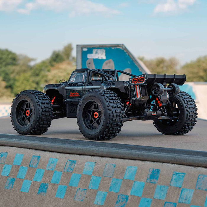 ARA5810V2T1 1/5 OUTCAST 4X4 8S BLX EXB Brushless Stunt Truck RTR, Black ****YOU will need these two parts. Sold separately. SPMX50004S100H5 (X2). &. SPMXC2060 to run this truck
