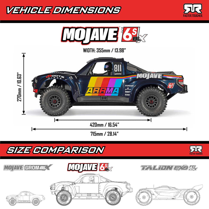 ARA7604V3T2 1/7 MOJAVE 6S 4X4 RTR Brushless Desert Truck , Beige