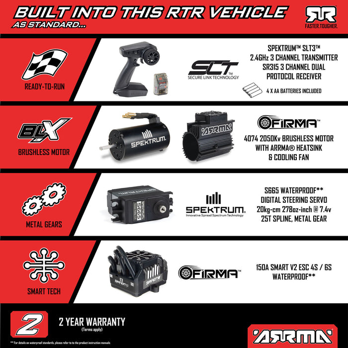 ARA7707V6T1 Arrma 1/7 TALION 4X4 6S EXB BLX Brushless V6 RTR - Black