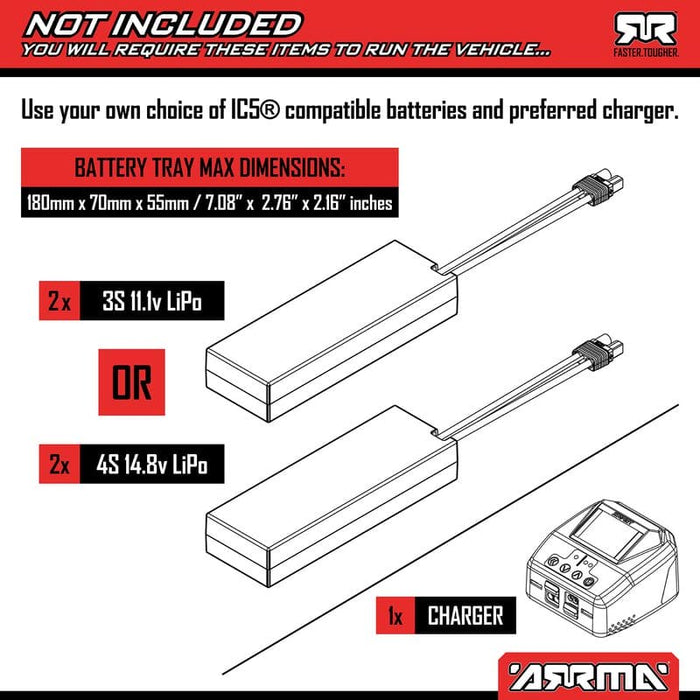 ARA7816T1 Arrma 1/7 LIMITLESS 120 8S BLX Speed Machine RTR w AVC - Red ** YOU WILL NEED THESE TO RUN THIS CAR -  BATTERY AND CHARGER PART# SPMXPSS800