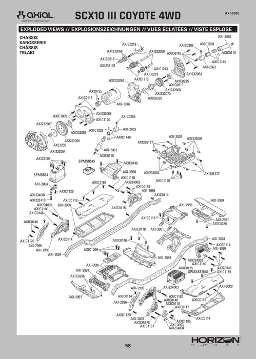 AXI-3071 1/10 SCX10 III Coyote 4X4 RTR Rock Crawler (Battery & Charger Included), Gold